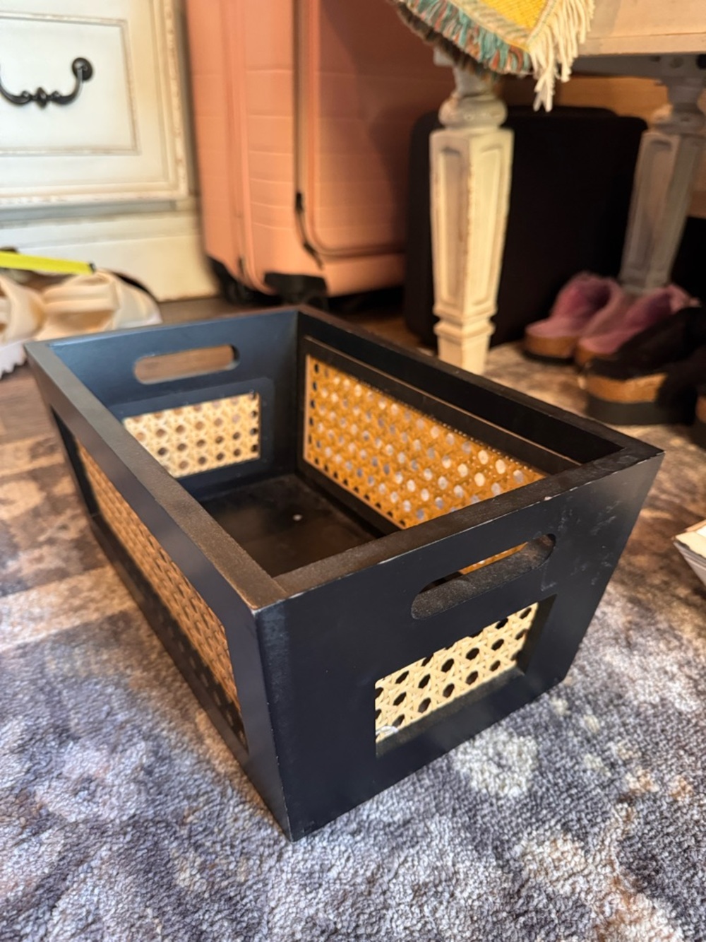 Black and Natural Woven Accent Storage Crate - Set of 2